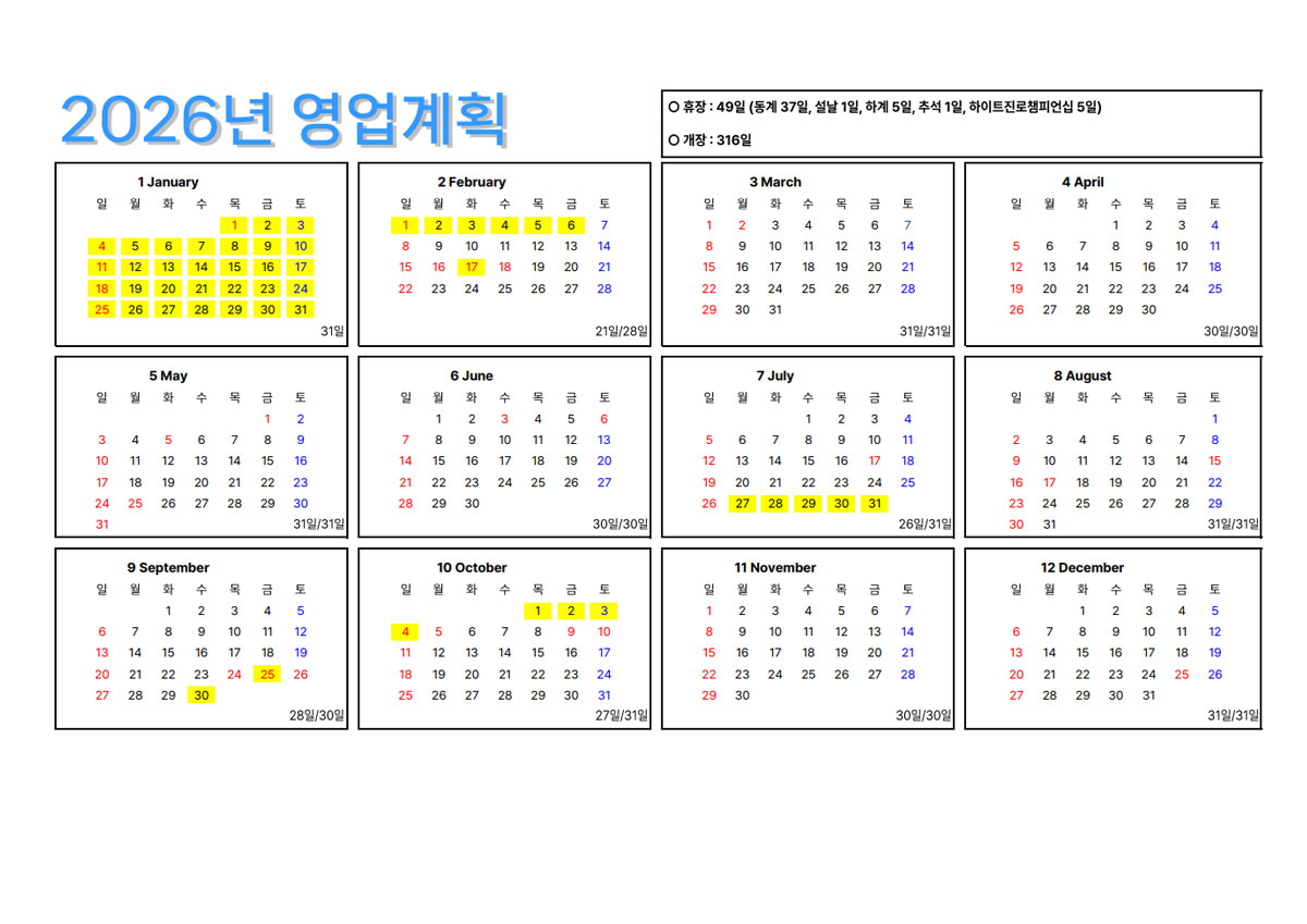 2026년 영업계획표
